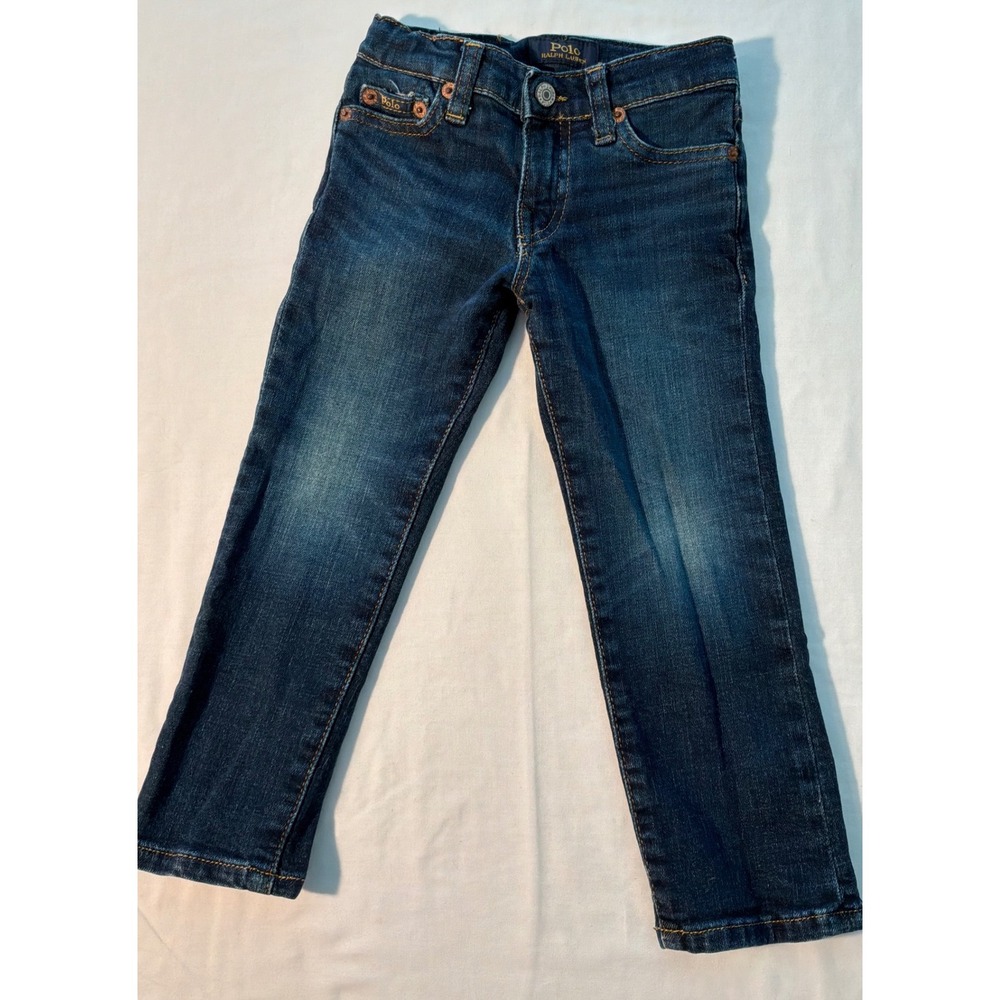 Polo Ralph Lauren Kids Dark Wash Denim Jeans Adjustable Waist Boys Size 4T